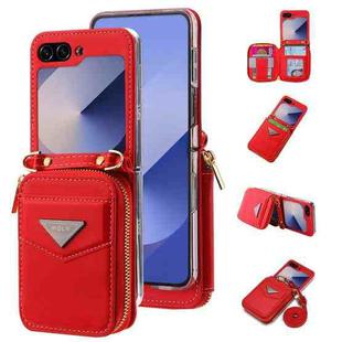 For Samsung Galaxy Z Flip6 POLA Multi-Card Slots Zipper Wallet Phone Case(Red)