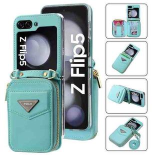 For Samsung Galaxy Z Flip5 POLA Multi-Card Slots Zipper Wallet Phone Case(Blue)