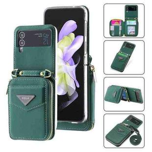 For Samsung Galaxy Z Flip4 POLA Multi-Card Slots Zipper Wallet Phone Case(Green)