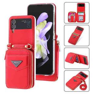 For Samsung Galaxy Z Flip4 POLA Multi-Card Slots Zipper Wallet Phone Case(Red)