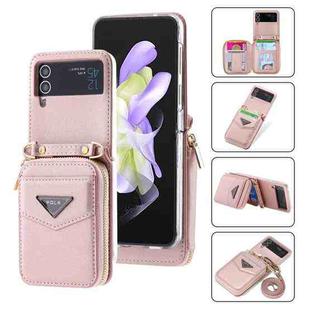 For Samsung Galaxy Z Flip4 POLA Multi-Card Slots Zipper Wallet Phone Case(Pink)