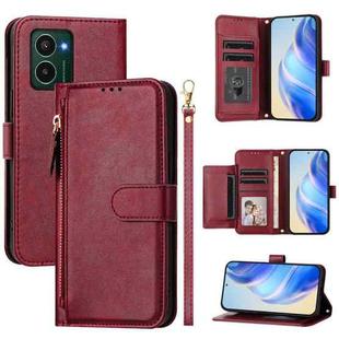 For HMD Pulse / Pulse+ / Pulse Pro Multi-Card Slots Zipper Wallet Leather Phone Case(Dark Red)