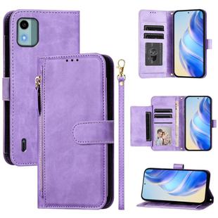 For Nokia C12 Multi-Card Slots Zipper Wallet Leather Phone Case(Purple)
