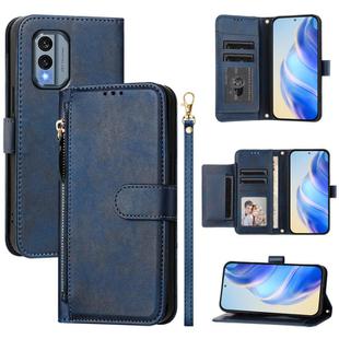 For Nokia X30 Multi-Card Slots Zipper Wallet Leather Phone Case(Blue)