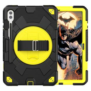 For Samsung Galaxy Tab S10+ / S9+ / S9 FE+ Spider Hand Grip Turntable Stand Tablet Case(Black Yellow)