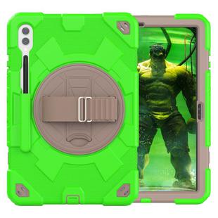 For Samsung Galaxy Tab S10+ / S9+ / S9 FE+ Spider Hand Grip Turntable Stand Tablet Case(Coffee Green)