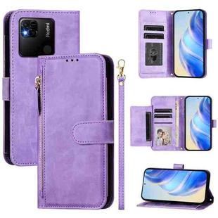 For Redmi 10A / 9C Multi-Card Slots Zipper Wallet Leather Phone Case(Purple)