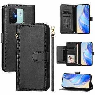 For Redmi 12C / 11A Multi-Card Slots Zipper Wallet Leather Phone Case(Black)