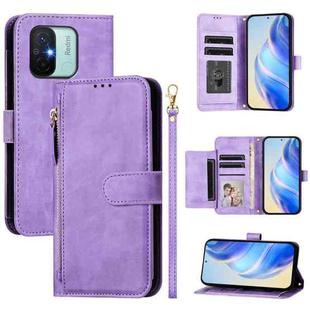 For Redmi 12C / 11A Multi-Card Slots Zipper Wallet Leather Phone Case(Purple)