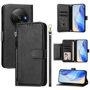 For Redmi A3 4G Global / A3X 4G Multi-Card Slots Zipper Wallet Leather Phone Case(Black)