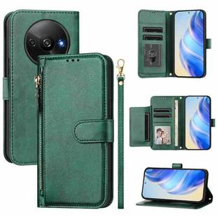 For Redmi A3 4G Global / A3X 4G Multi-Card Slots Zipper Wallet Leather Phone Case(Green)