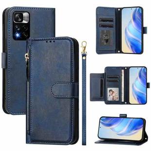 For Redmi Note 11 Pro+ 5G Europe Multi-Card Slots Zipper Wallet Leather Phone Case(Blue)