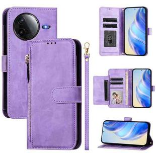 For Redmi K80 / K80 Pro Multi-Card Slots Zipper Wallet Leather Phone Case(Purple)