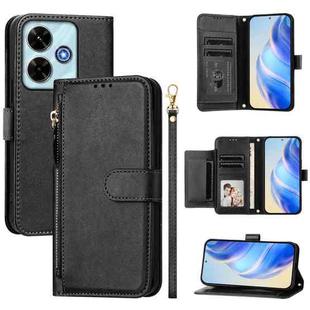 For Redmi 13 4G / 5G / 13x / Xiaomi Poco M6 4G Multi-Card Slots Zipper Wallet Leather Phone Case(Black)