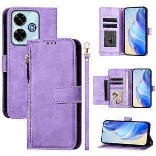 For Redmi 13 4G / 5G / 13x / Xiaomi Poco M6 4G Multi-Card Slots Zipper Wallet Leather Phone Case(Purple)