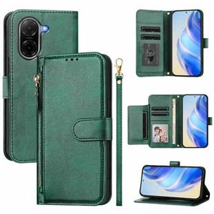 For Redmi A5 4G 171.7mm / Xiaomi Poco C71 Multi-Card Slots Zipper Wallet Leather Phone Case(Green)