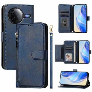 For Redmi K80 Pro / Xiaomi Poco F7 Ultra Multi-Card Slots Zipper Wallet Leather Phone Case(Blue)