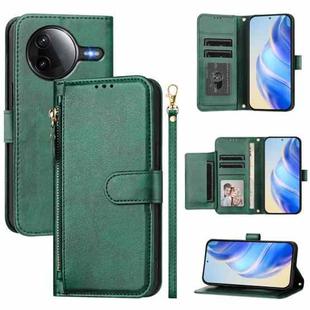 For Redmi K80 Pro / Xiaomi Poco F7 Ultra Multi-Card Slots Zipper Wallet Leather Phone Case(Green)