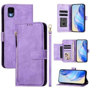 For TCL 30 Z T602DL Multi-Card Slots Zipper Wallet Leather Phone Case(Purple)