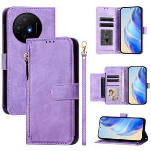 For TCL 50 XL 5G Multi-Card Slots Zipper Wallet Leather Phone Case(Purple)