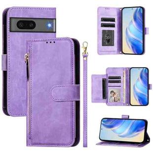 For Google Pixel 7 Multi-Card Slots Zipper Wallet Leather Phone Case(Purple)