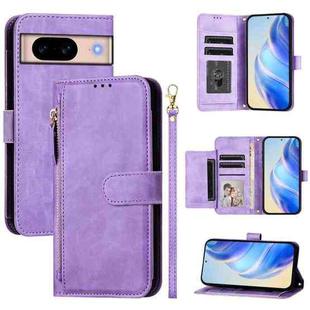 For Google Pixel 8a Multi-Card Slots Zipper Wallet Leather Phone Case(Purple)