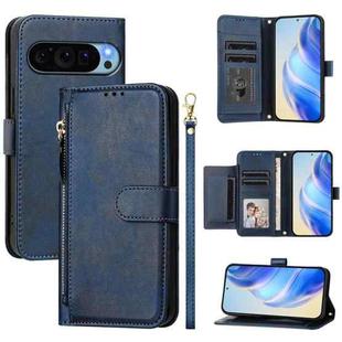 For Google Pixel 9 Pro XL Multi-Card Slots Zipper Wallet Leather Phone Case(Blue)