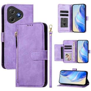 For Blackview Oscal Flat 2 / 2C Multi-Card Slots Zipper Wallet Leather Phone Case(Purple)
