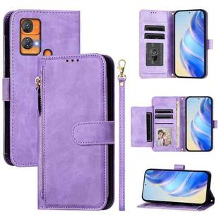 For Oukitel C33 Multi-Card Slots Zipper Wallet Leather Phone Case(Purple)