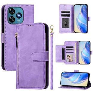 For Oukitel C51 Multi-Card Slots Zipper Wallet Leather Phone Case(Purple)