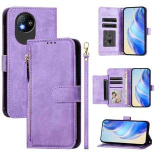 For ZTE Blade A35 Lite / A35 Core Multi-Card Slots Zipper Wallet Leather Phone Case(Purple)