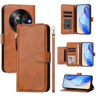 For ZTE Blade A75 5G / Nubia Focus Multi-Card Slots Zipper Wallet Leather Phone Case(Brown)