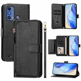 For ZTE Blade A53 Pro Multi-Card Slots Zipper Wallet Leather Phone Case(Black)