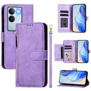 For vivo V29 5G / V29 Pro Global Multi-Card Slots Zipper Wallet Leather Phone Case(Purple)