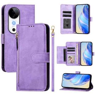 For vivo S19 Multi-Card Slots Zipper Wallet Leather Phone Case(Purple)