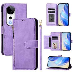 For vivo S19 Pro Multi-Card Slots Zipper Wallet Leather Phone Case(Purple)