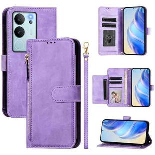 For vivo V29e 5G / Y200 5G Global Multi-Card Slots Zipper Wallet Leather Phone Case(Purple)