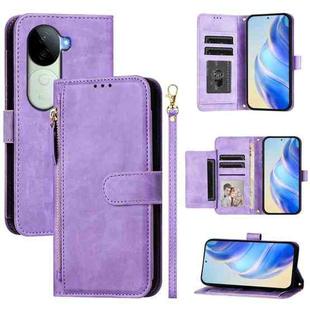 For vivo V40e 5G India / iQOO Z9s 5G Multi-Card Slots Zipper Wallet Leather Phone Case(Purple)