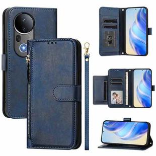 For vivo S20 Pro Multi-Card Slots Zipper Wallet Leather Phone Case(Blue)