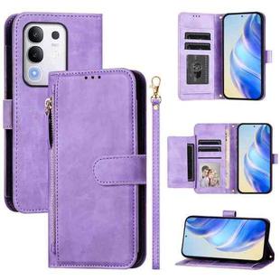 For vivo Y29 4G Global Multi-Card Slots Zipper Wallet Leather Phone Case(Purple)