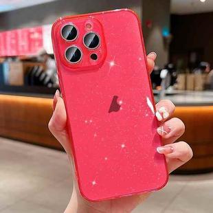 For iPhone 16 Pro Max Glitter Powder TPU Phone Case(Transparent Red)