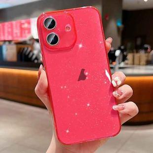 For iPhone 16 Plus Glitter Powder TPU Phone Case(Transparent Red)