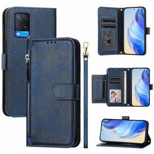 For OPPO A54 4G / A54s / A55 5G / A16 / A16s Multi-Card Slots Zipper Wallet Leather Phone Case(Blue)