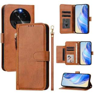 For OPPO Find X6 Multi-Card Slots Zipper Wallet Leather Phone Case(Brown)