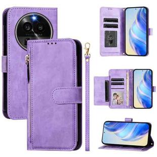 For OPPO Find X6 Pro Multi-Card Slots Zipper Wallet Leather Phone Case(Purple)