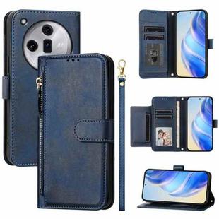 For OPPO Find X7 Multi-Card Slots Zipper Wallet Leather Phone Case(Blue)