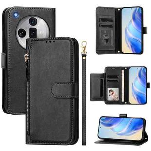 For OPPO Find X7 Ultra Multi-Card Slots Zipper Wallet Leather Phone Case(Black)