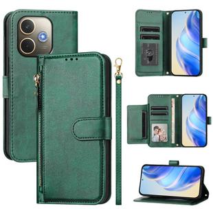 For OPPO A5 Pro 5G Multi-Card Slots Zipper Wallet Leather Phone Case(Green)