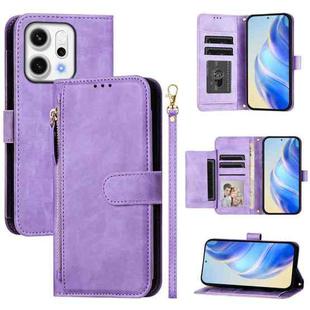 For OPPO Reno14 Global Multi-Card Slots Zipper Wallet Leather Phone Case(Purple)