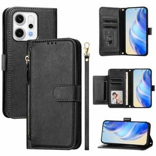 For OPPO Reno14 Pro Global Multi-Card Slots Zipper Wallet Leather Phone Case(Black)
